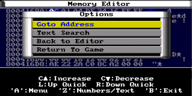 GS Pro: Memory Editor Options